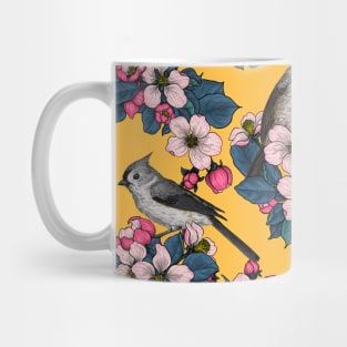 Birds and Blossoms on yellow Mug